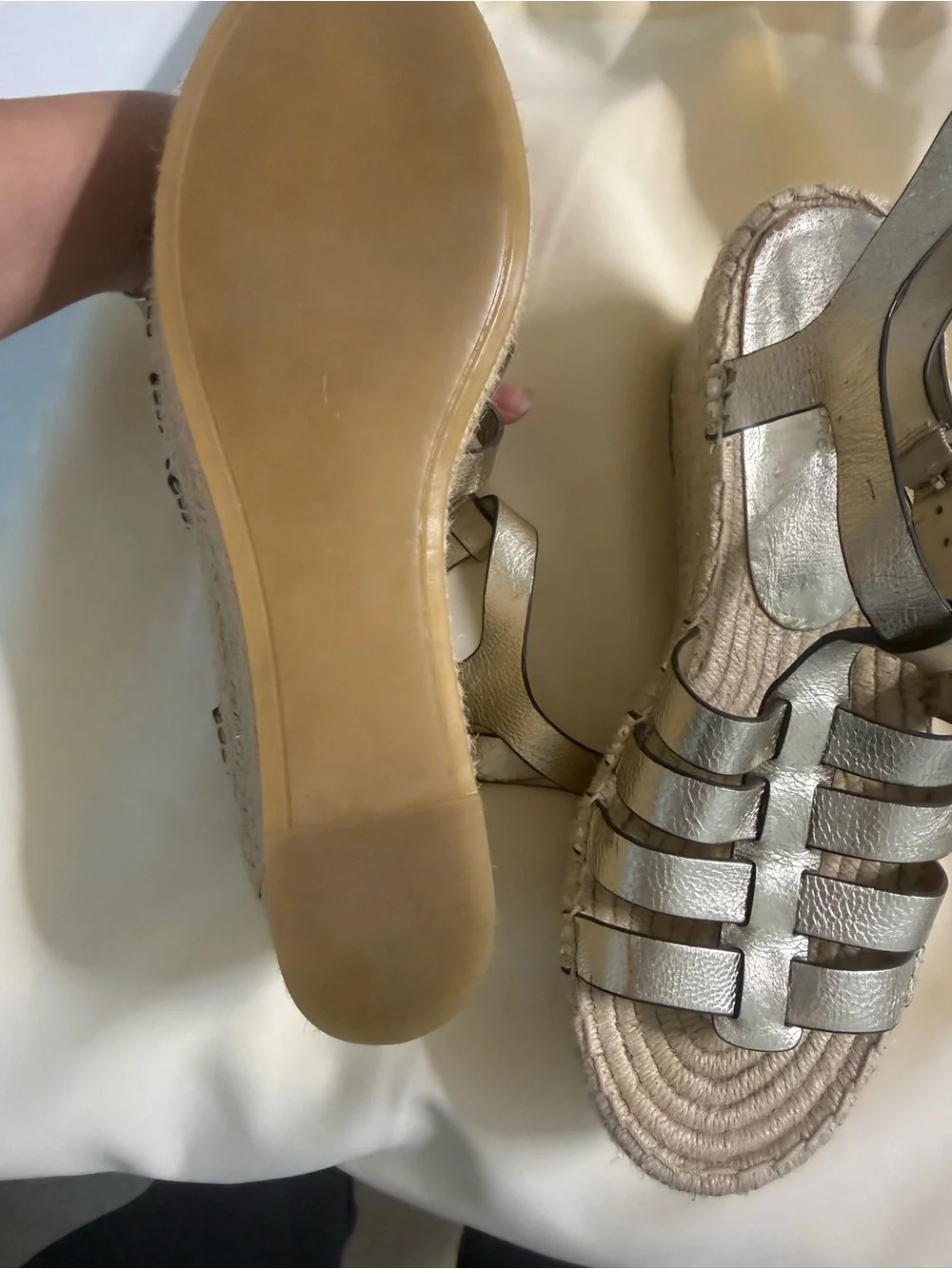 Tory Burch Metallic Gold Espadrille Wedge Sandals
